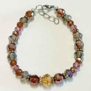 Amber, Lavender & Grey Bead Bracelet